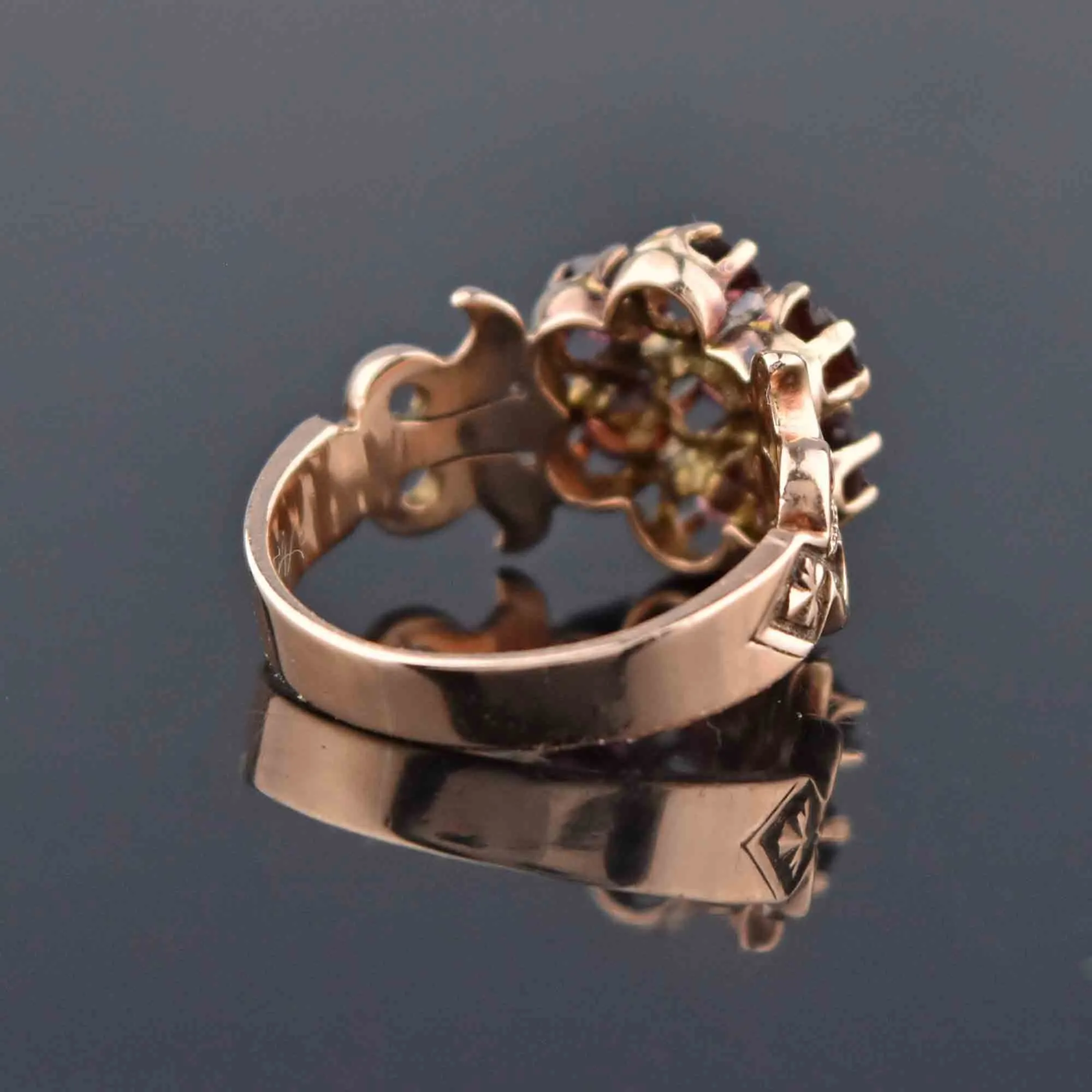 Antique Victorian Rose Gold Garnet Cluster Ring