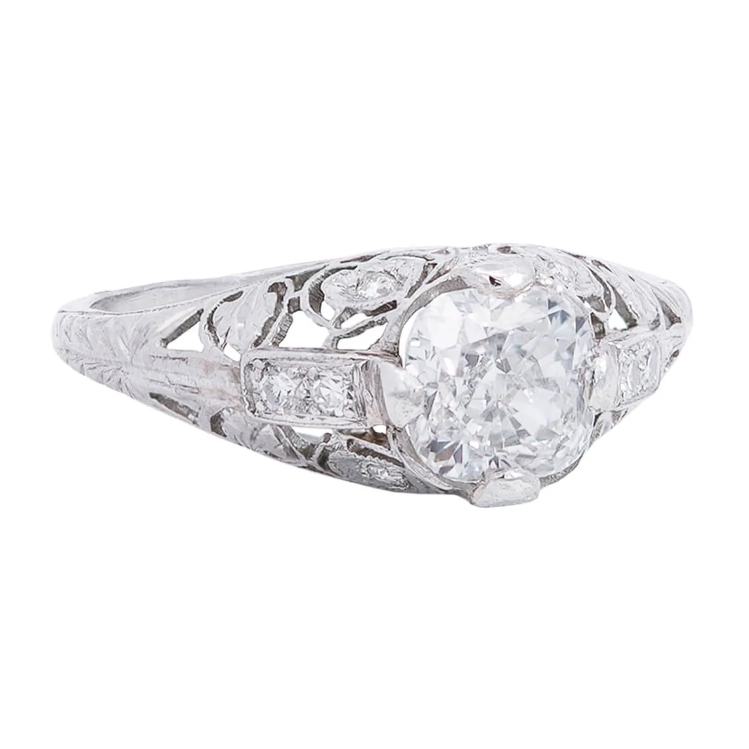 Art Deco Platinum   Diamond Engagement Ring 1.21ct