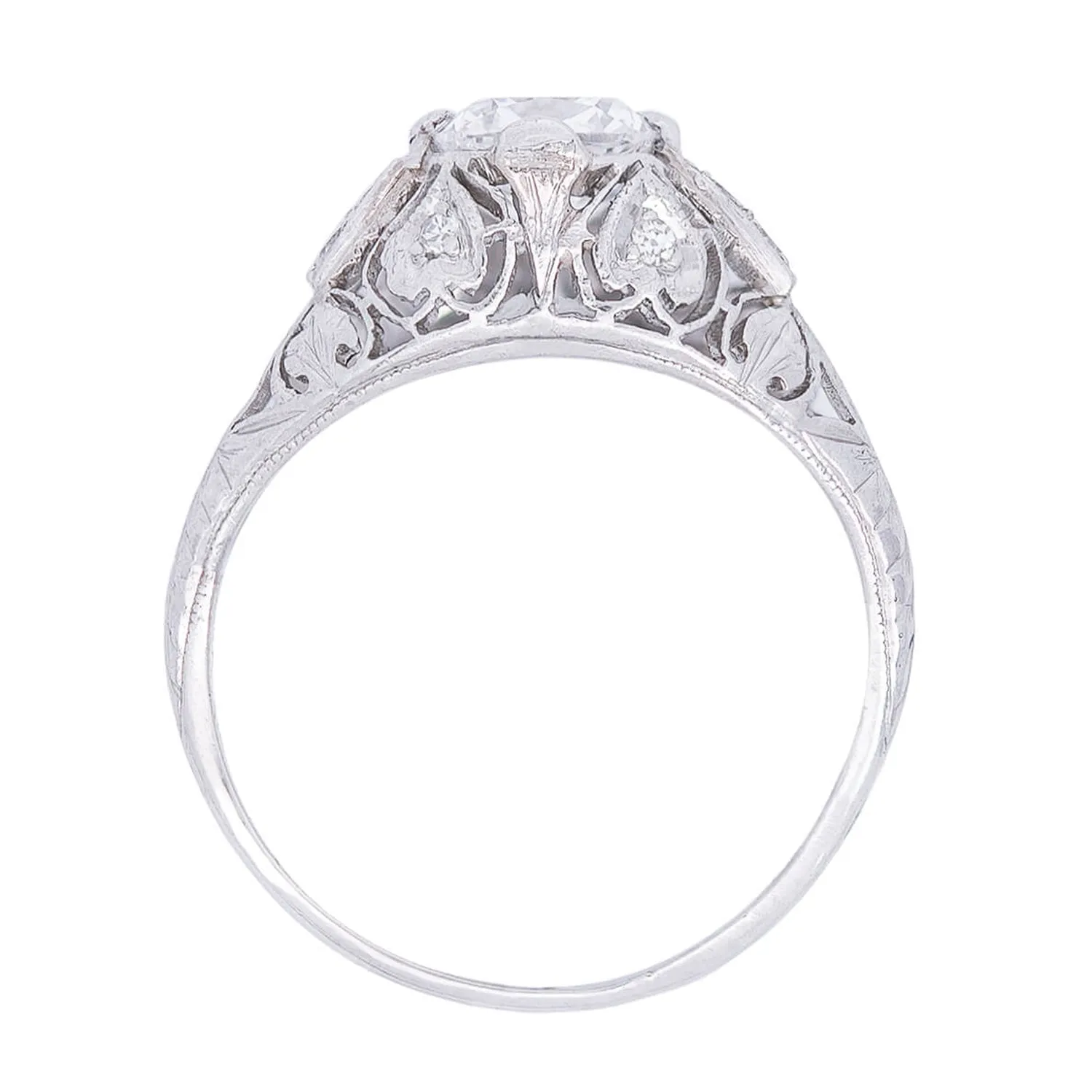 Art Deco Platinum   Diamond Engagement Ring 1.21ct