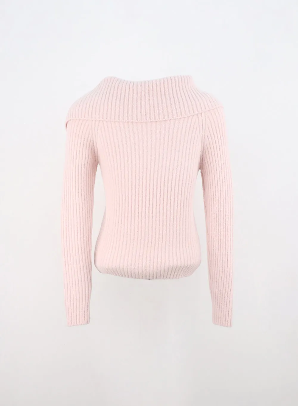 Asymmetrical Button Open Collar Knit Sweater ON313