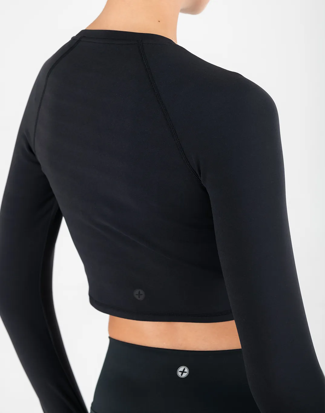 Aurora Long Sleeve Crop Tee in Black