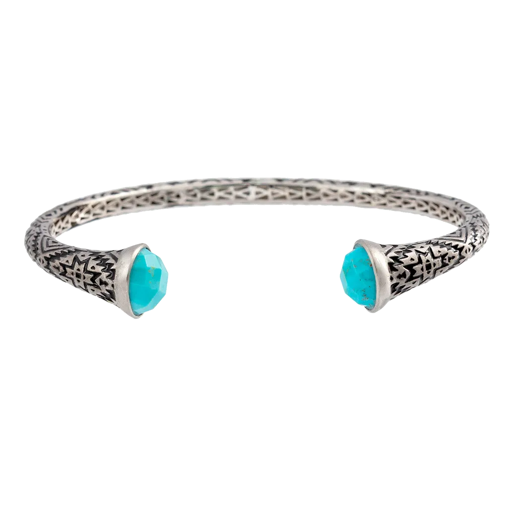 Aztec Faceted Round Turquoise Cuff