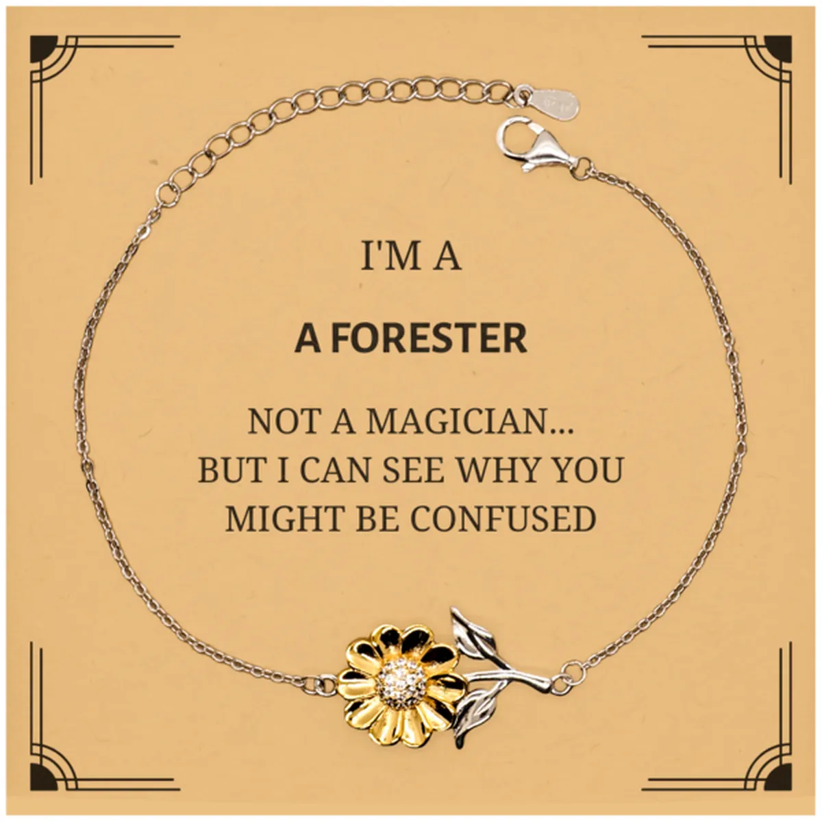 Badass Forester Gifts, I'm Forester not a magician, Sarcastic Sunflower Bracelet for Forester Birthday Christmas for  Men, Women, Friends, Coworkers