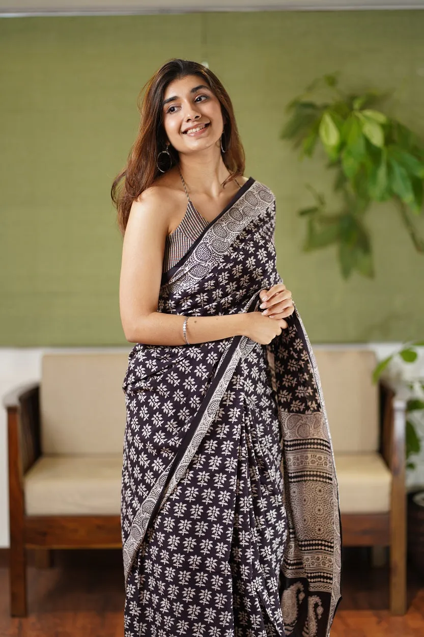 Bagh Hand Block Printed Cotton Saree