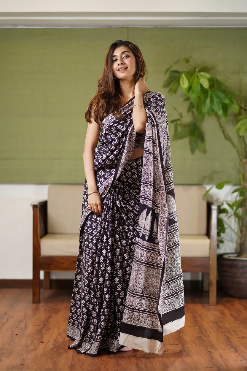 Bagh Hand Block Printed Cotton Saree