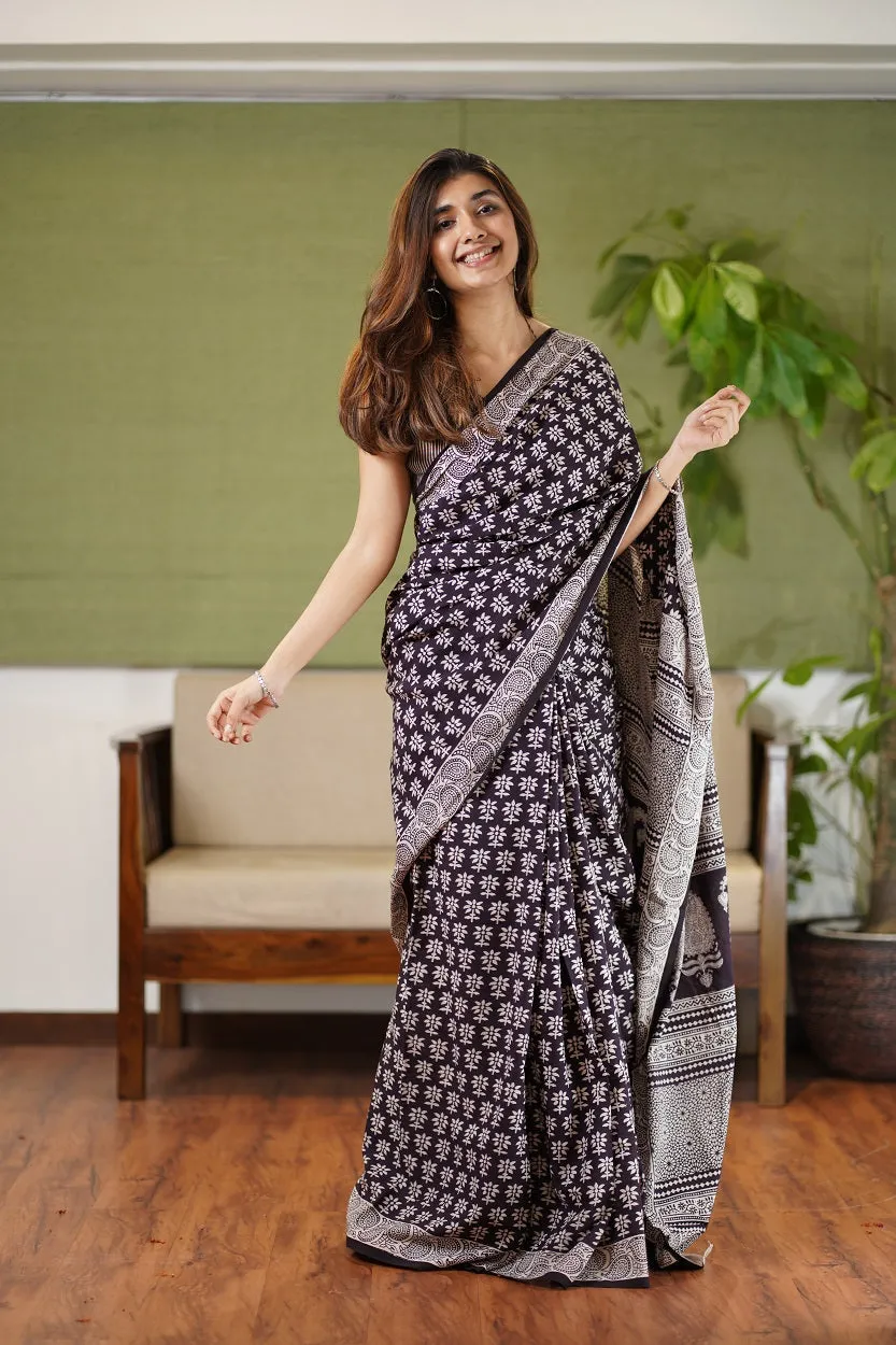 Bagh Hand Block Printed Cotton Saree