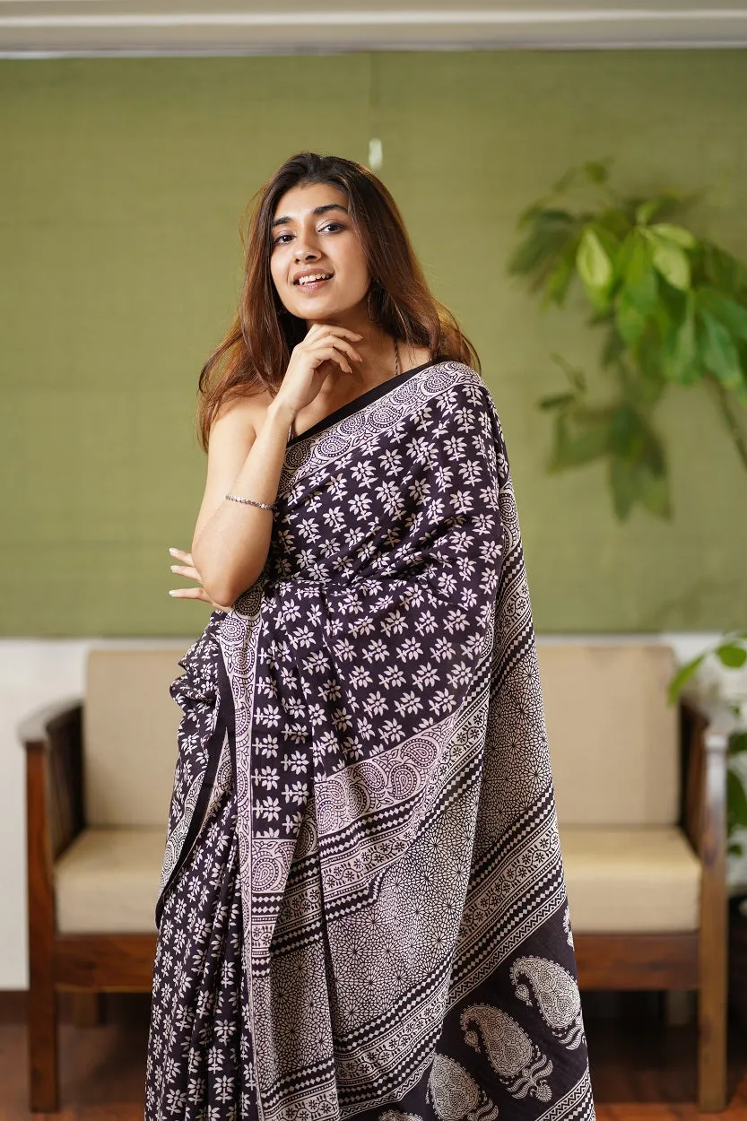 Bagh Hand Block Printed Cotton Saree