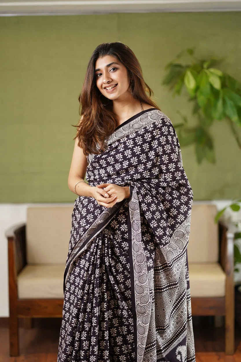 Bagh Hand Block Printed Cotton Saree