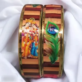 Bangles Fancy Shri Radha Krishna ji Kangan-Kada set in glass