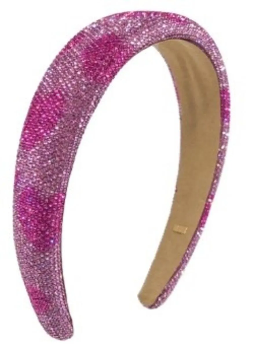 Bari Lynn Fully Crystalized Heart Headband - Pink / Fuchsia