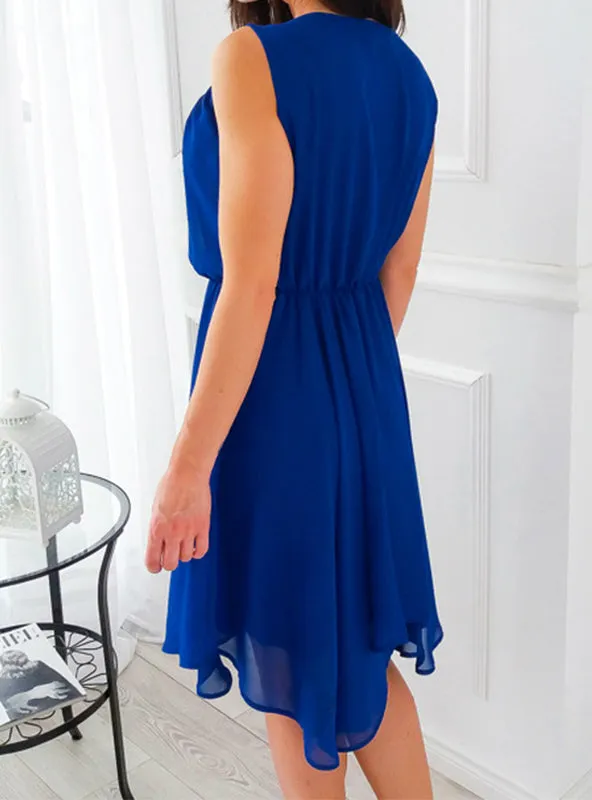 Beach Sundress Fashion O-Neck Sleeveless Pleated Party Dresses