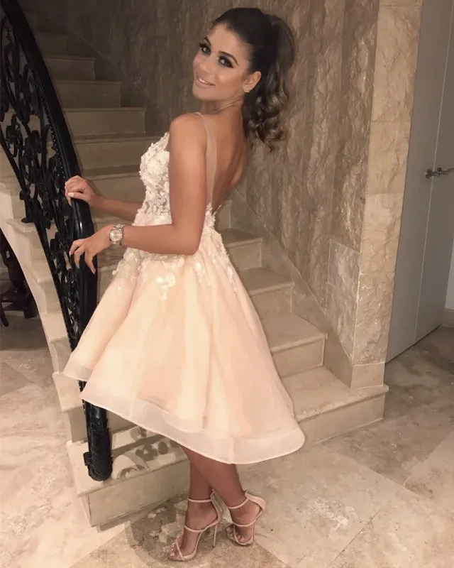 Beautiful A-line V-neck Lace Short Prom Dress