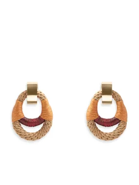 Beige, Camel & Maroon Vessel Earrings