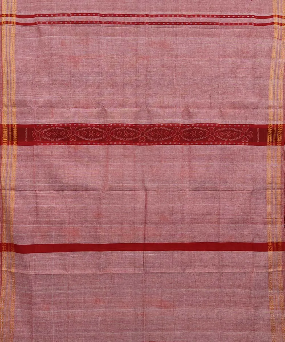 Beige maroon cotton handwoven bomkai saree