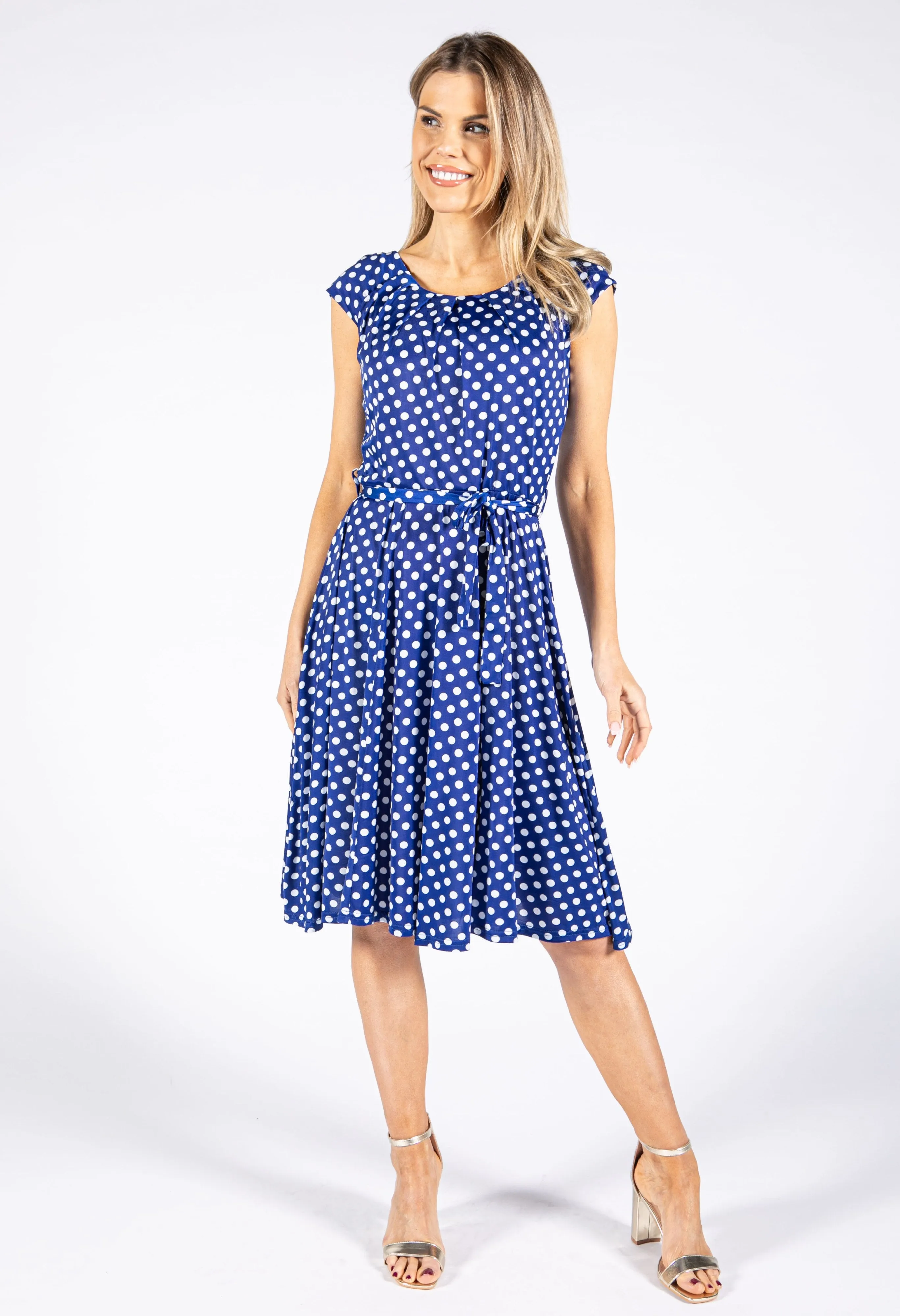 Belted Dotted Dress