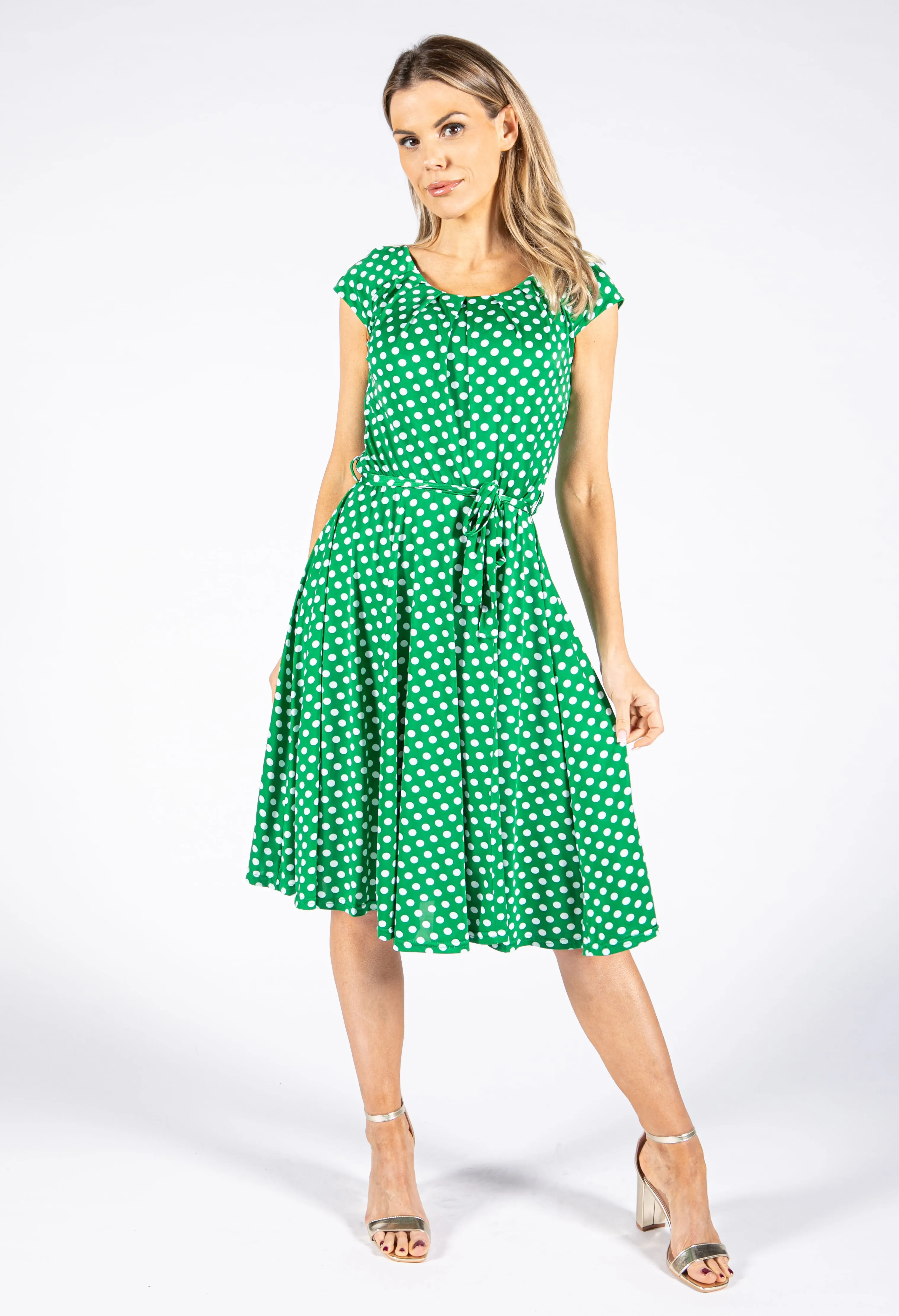 Belted Dotted Dress