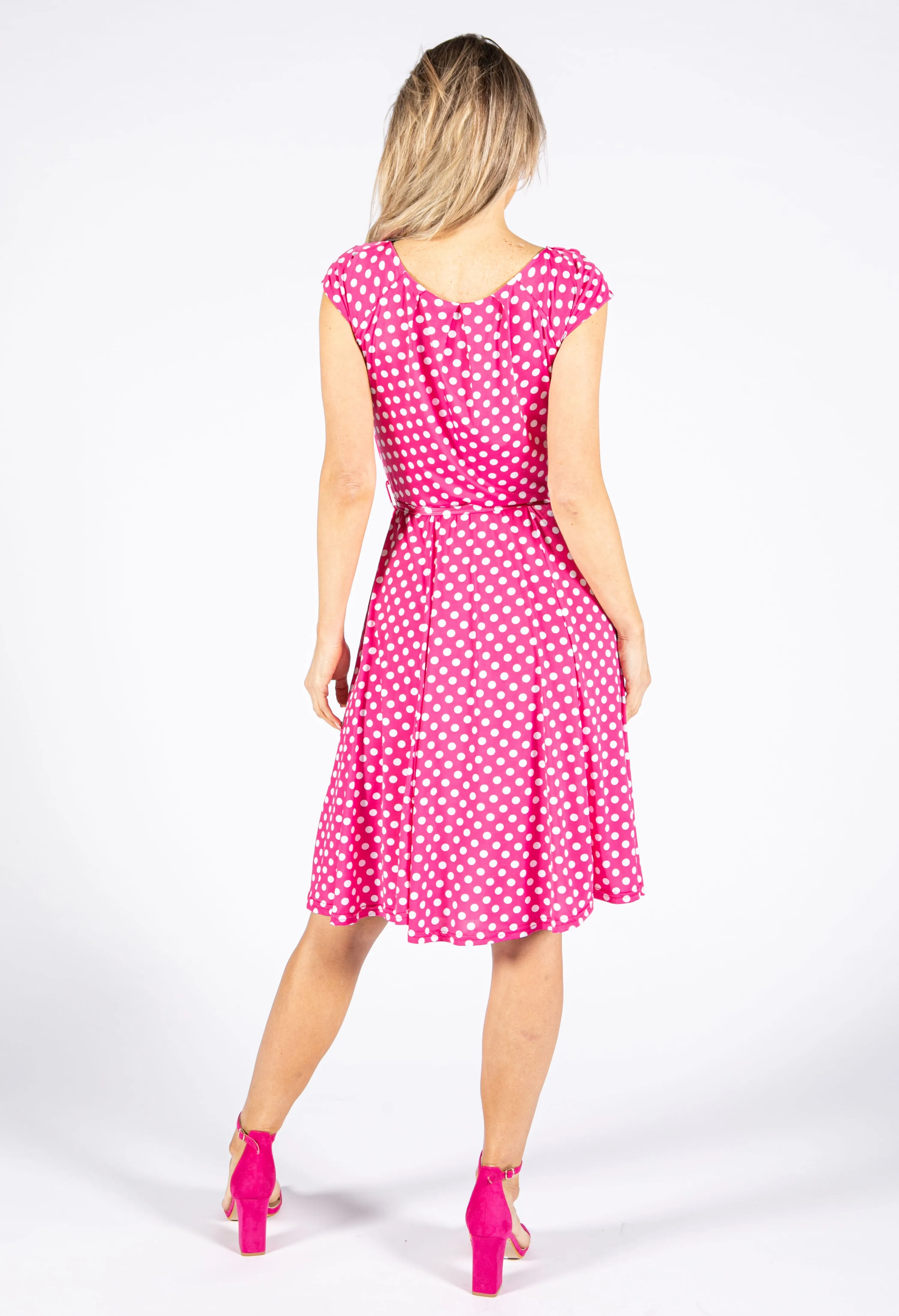 Belted Dotted Dress