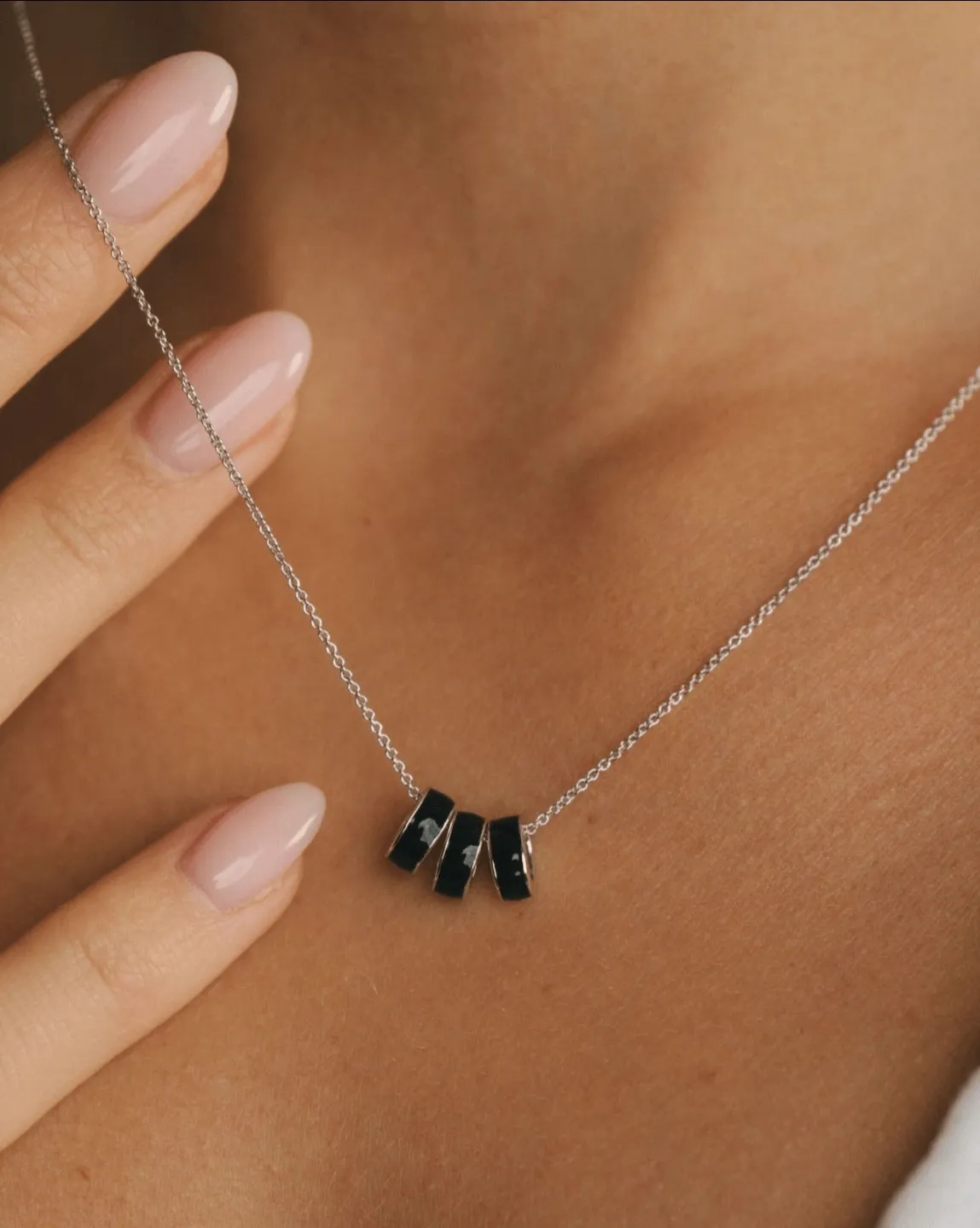 Black Enamel Spacer - Sterling Silver