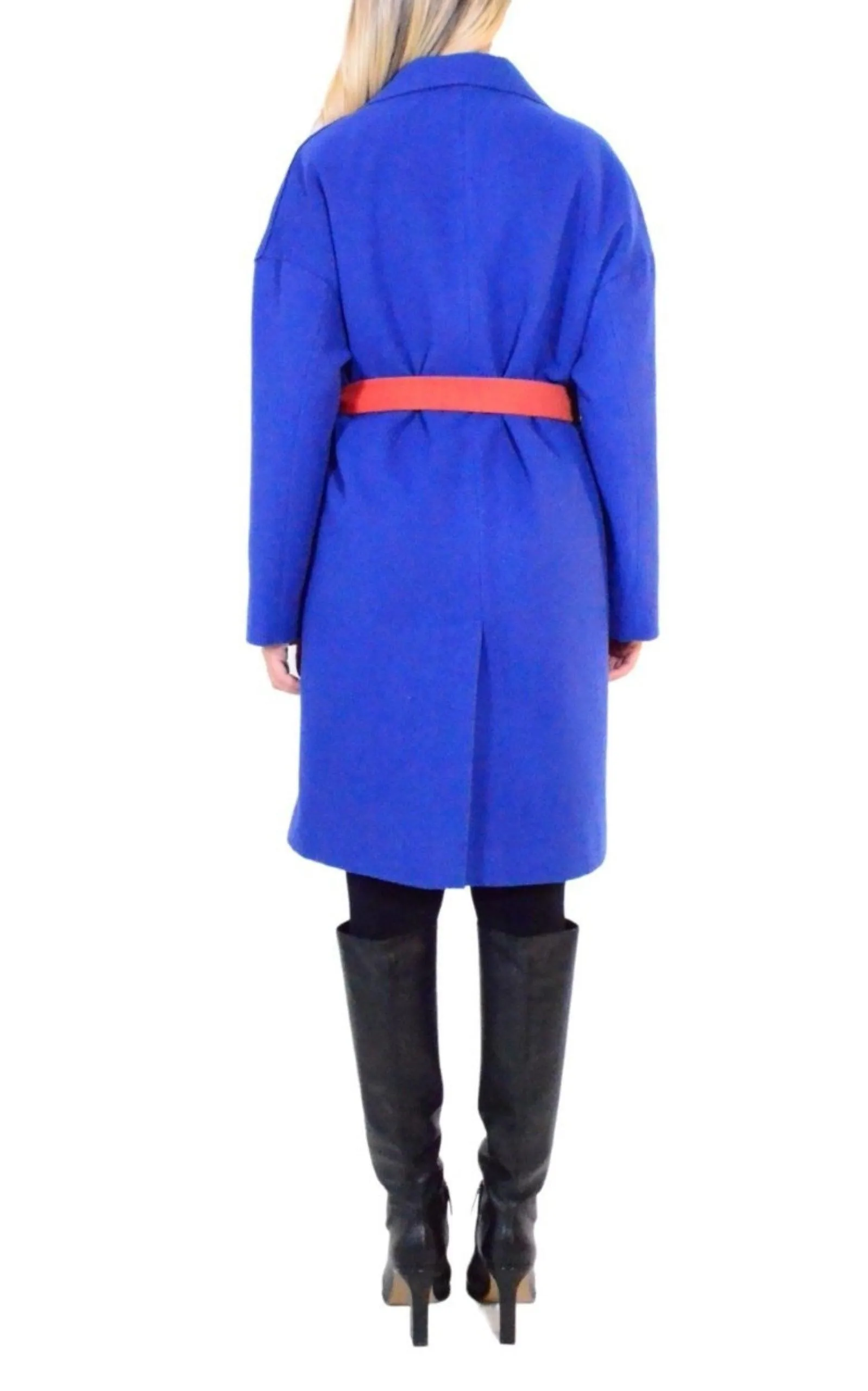 Blue Belted Wrap Trench Coat