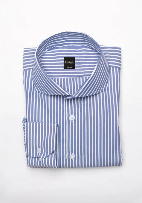 Blueish Grey Performance Stretch Stripes Shirt - Wrinkle Free