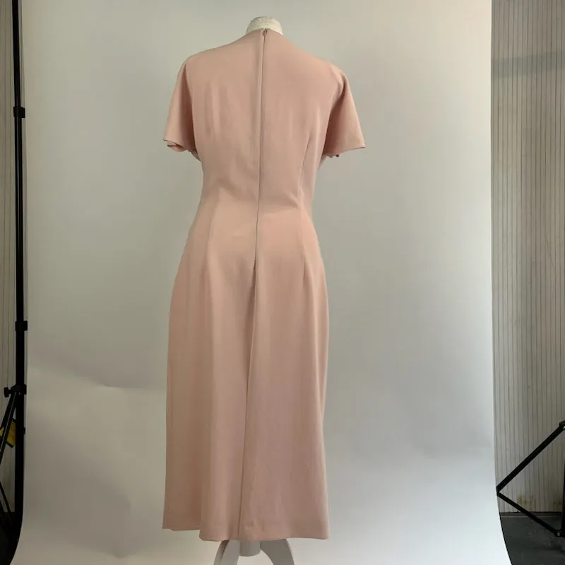 Bottega Veneta Baby Pink Crepe Wrap Detail Belted Midi Dress L