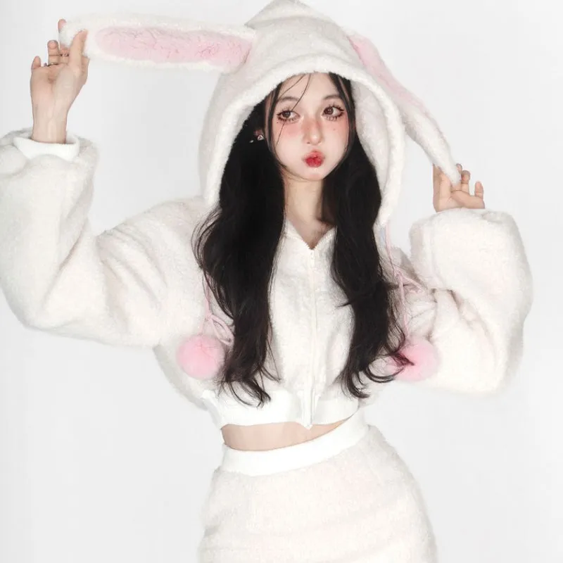 Bunny Hooded Top   Cute Bunny Mini Skirt - Kimi