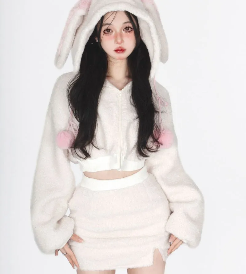 Bunny Hooded Top   Cute Bunny Mini Skirt - Kimi