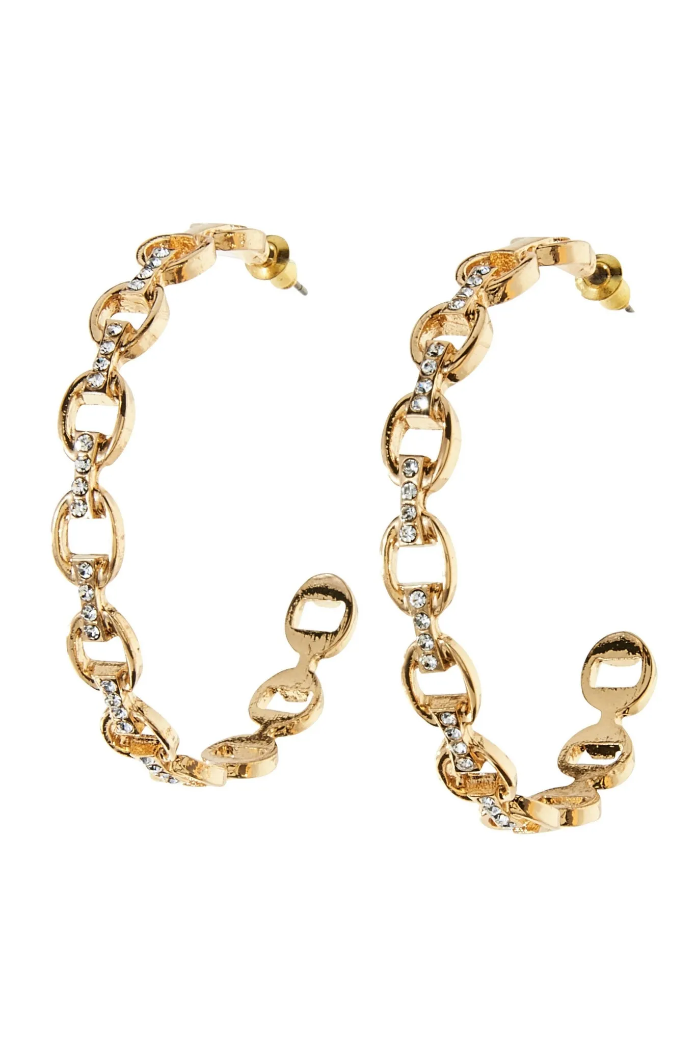 Chain Link Hoop Earrings Gold