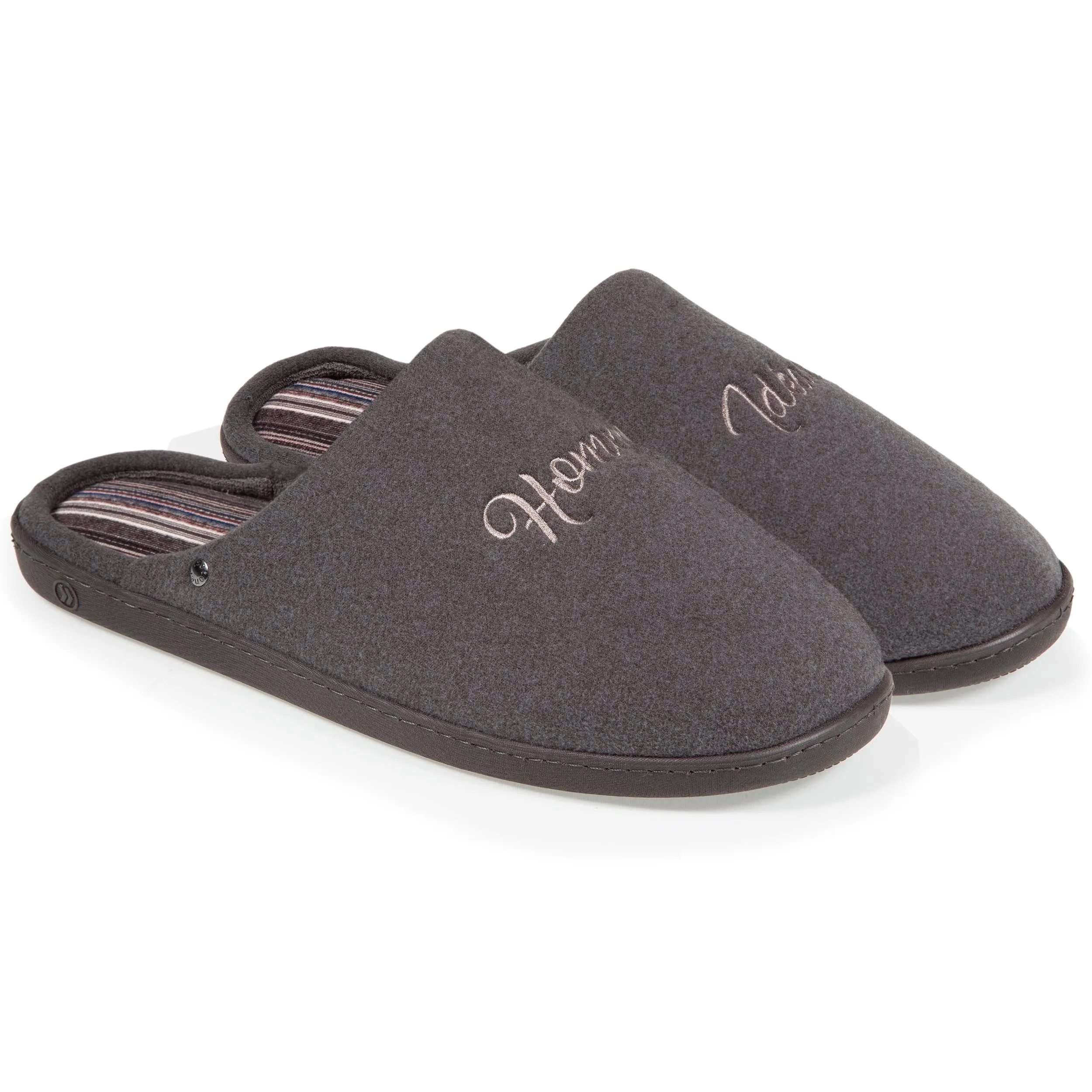 Chaussons mules Homme Gris Brodé