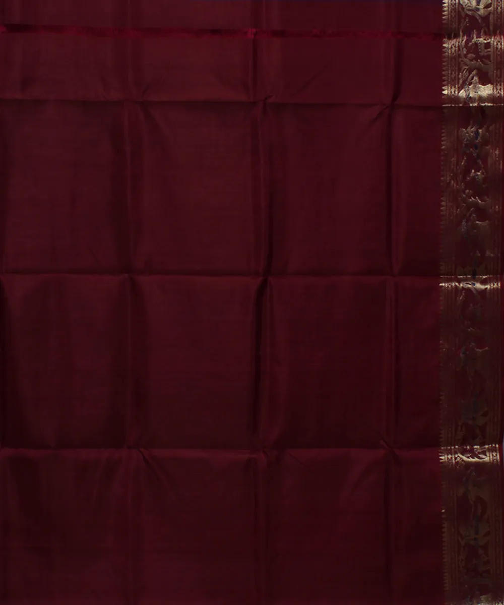 Chocolate maroon handwoven swarnachari baluchari silk saree