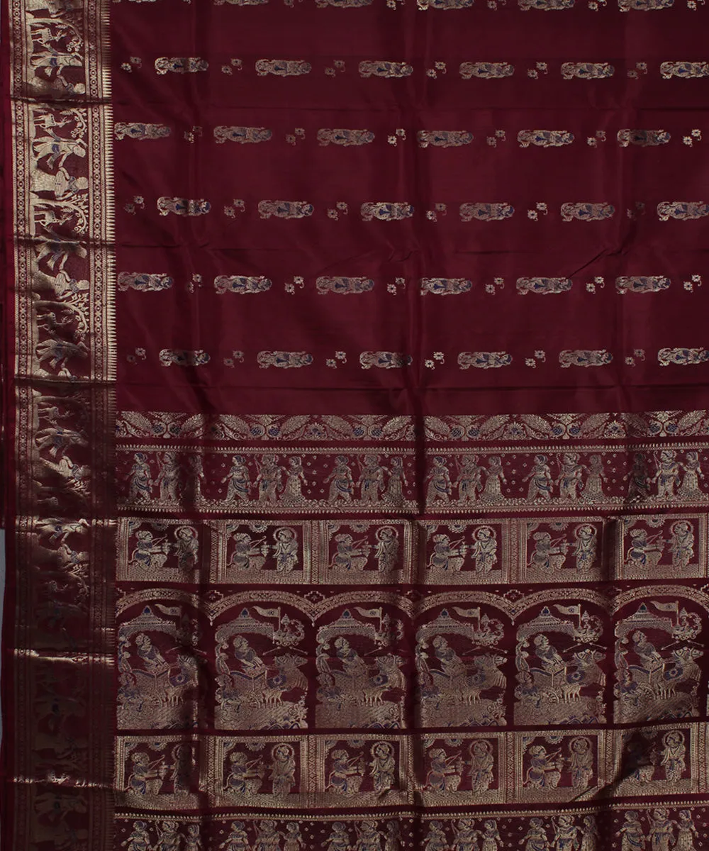 Chocolate maroon handwoven swarnachari baluchari silk saree