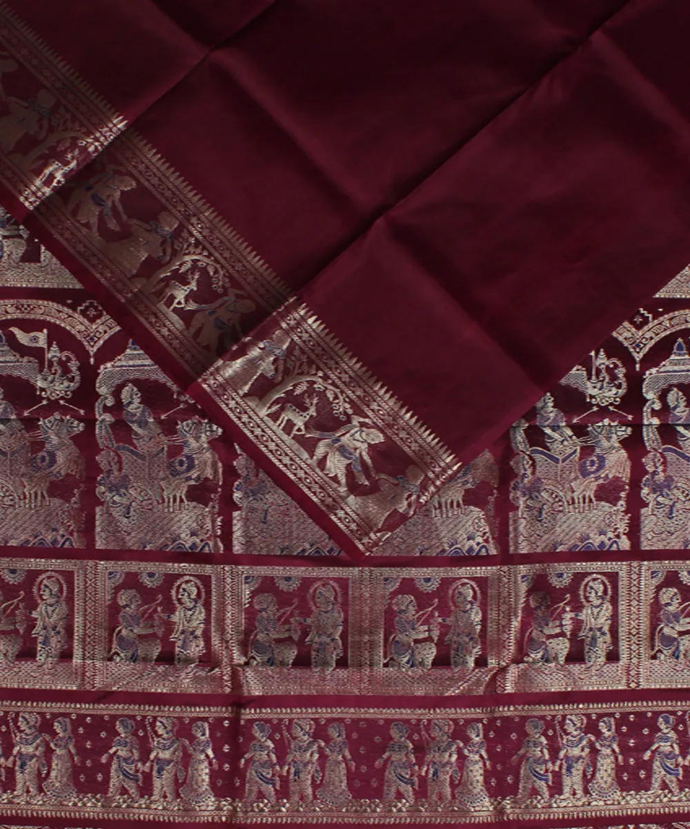 Chocolate maroon handwoven swarnachari baluchari silk saree