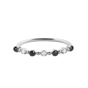 Classic Gigi 3 Diamond Black Ring, White Gold, Size 6