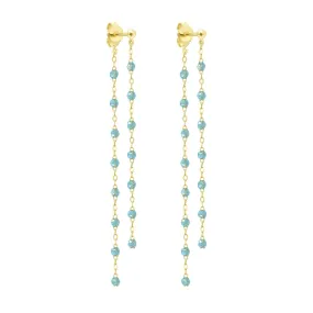 Classic Gigi dangling Aqua earrings, Yellow Gold