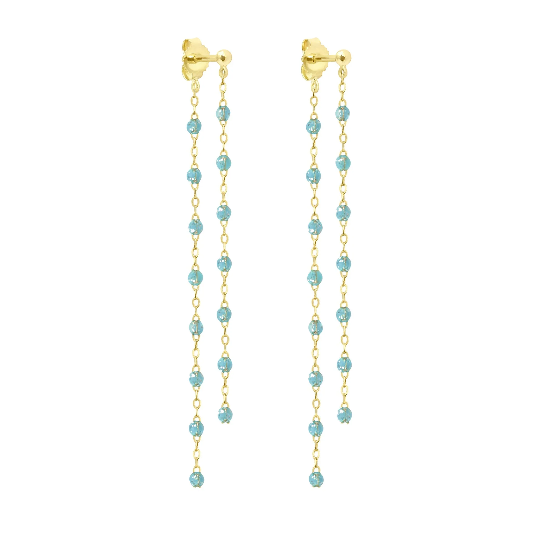 Classic Gigi dangling Aqua earrings, Yellow Gold