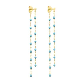 Classic Gigi dangling Turquoise earrings, Yellow Gold