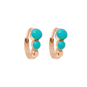 Classic Gigi Turquoise Green hoops, Rose Gold