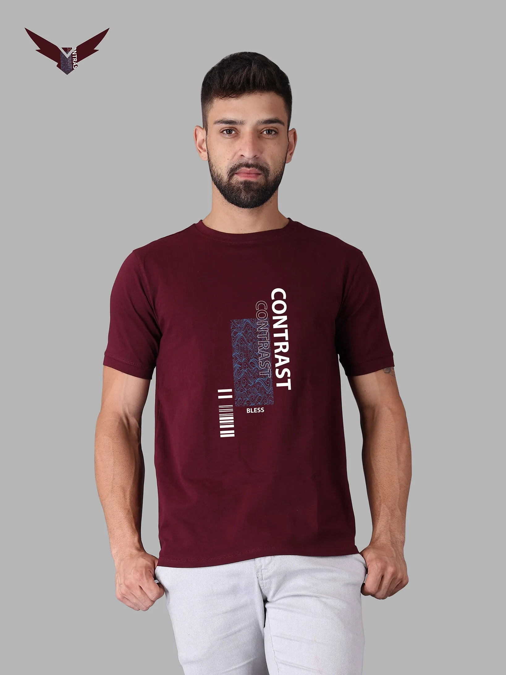 Contrast Crew Neck T Shirt