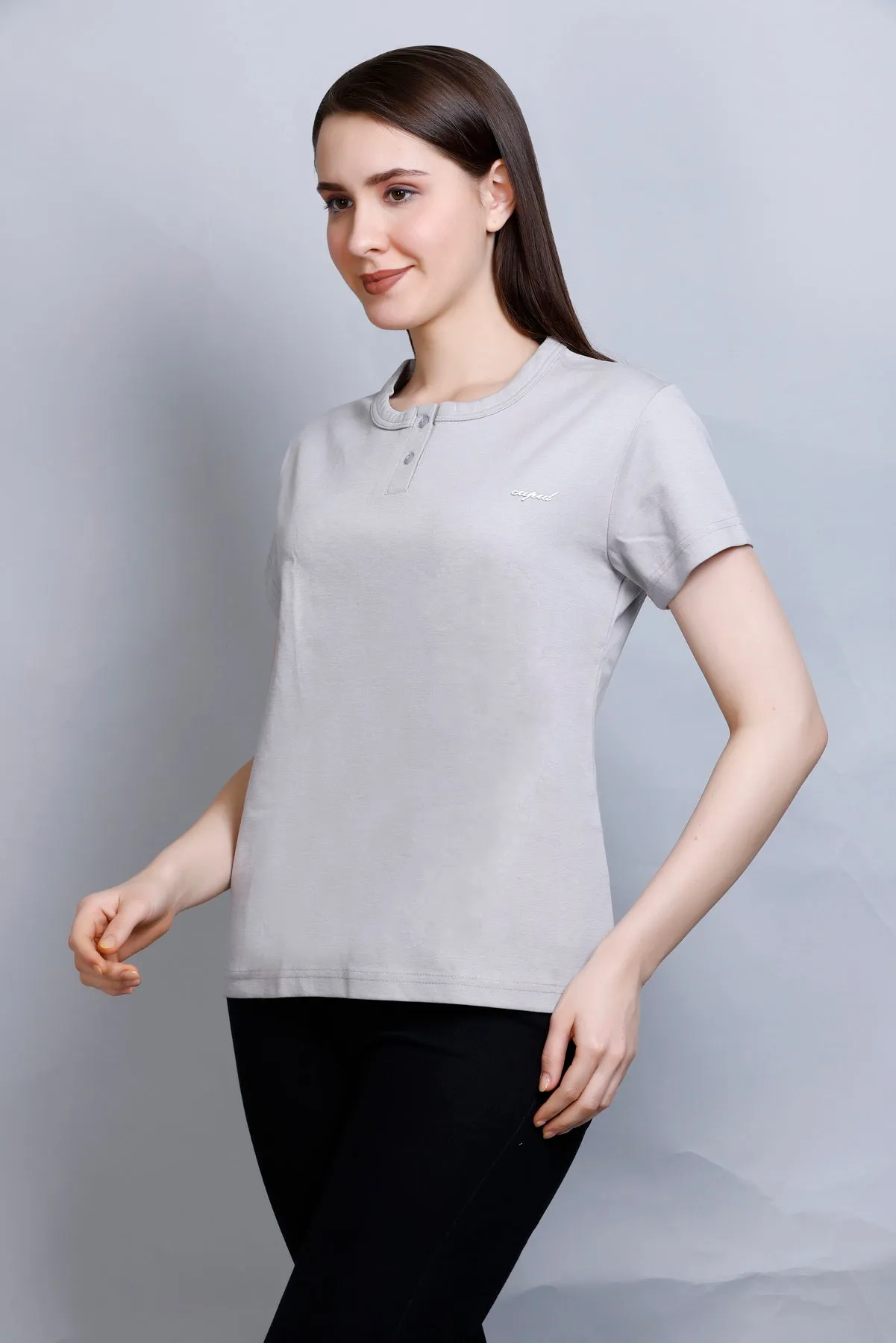 Cotton Casual T-shirts For Summers- Mid Grey (Available  In Plus Sizes)