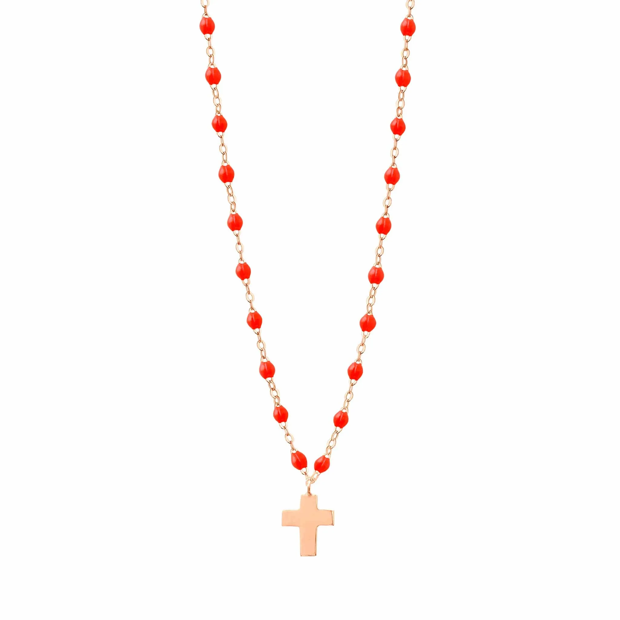 Cross Charm Classic Gigi Coral Necklace, Rose Gold, 16.5"