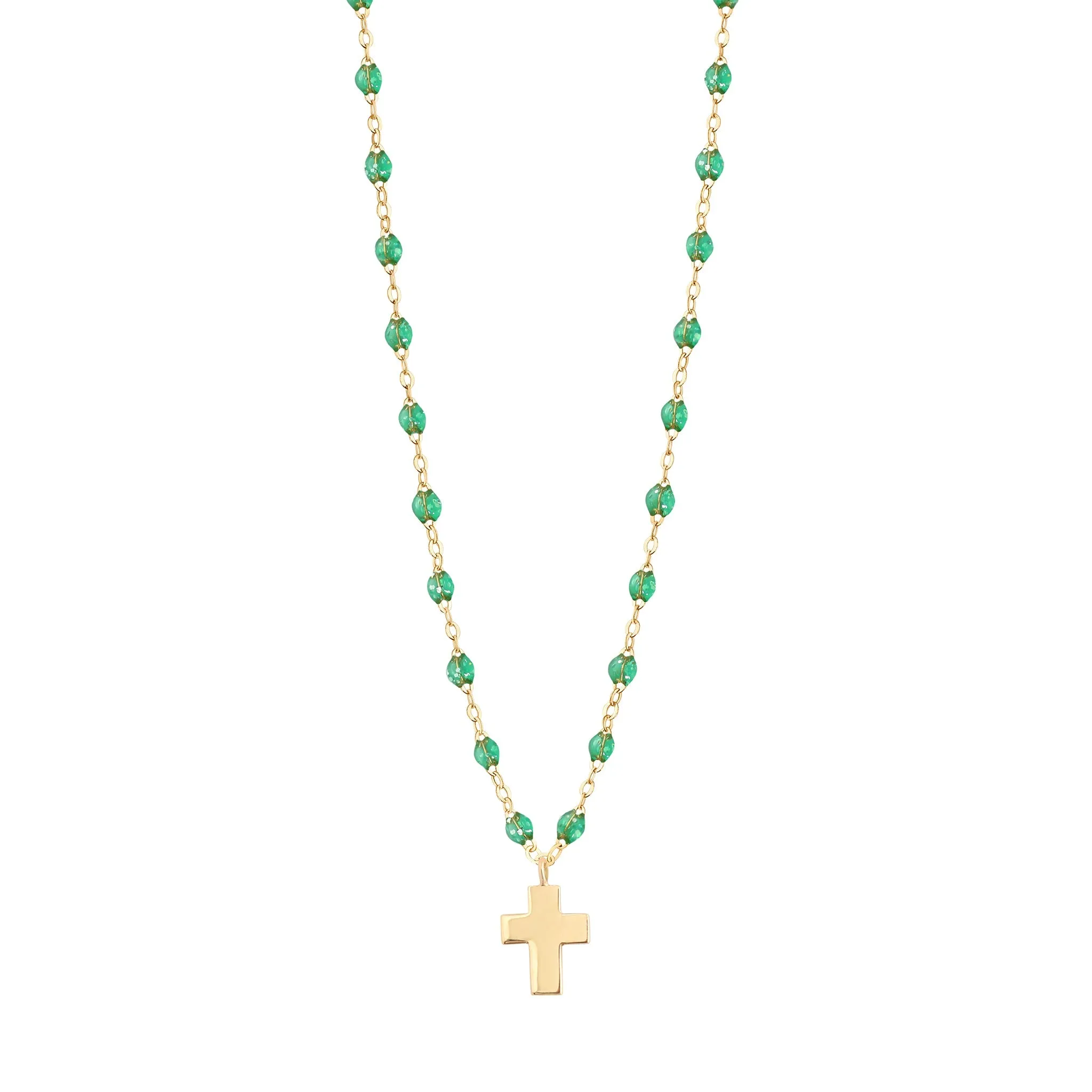 Cross Charm Classic Gigi Mint Necklace, Yellow Gold, 16.5"