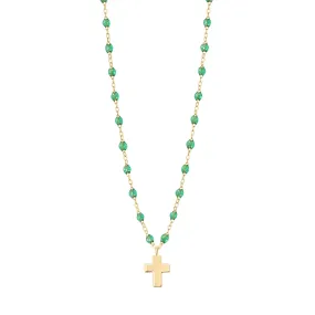 Cross Charm Classic Gigi Mint Necklace, Yellow Gold, 16.5"