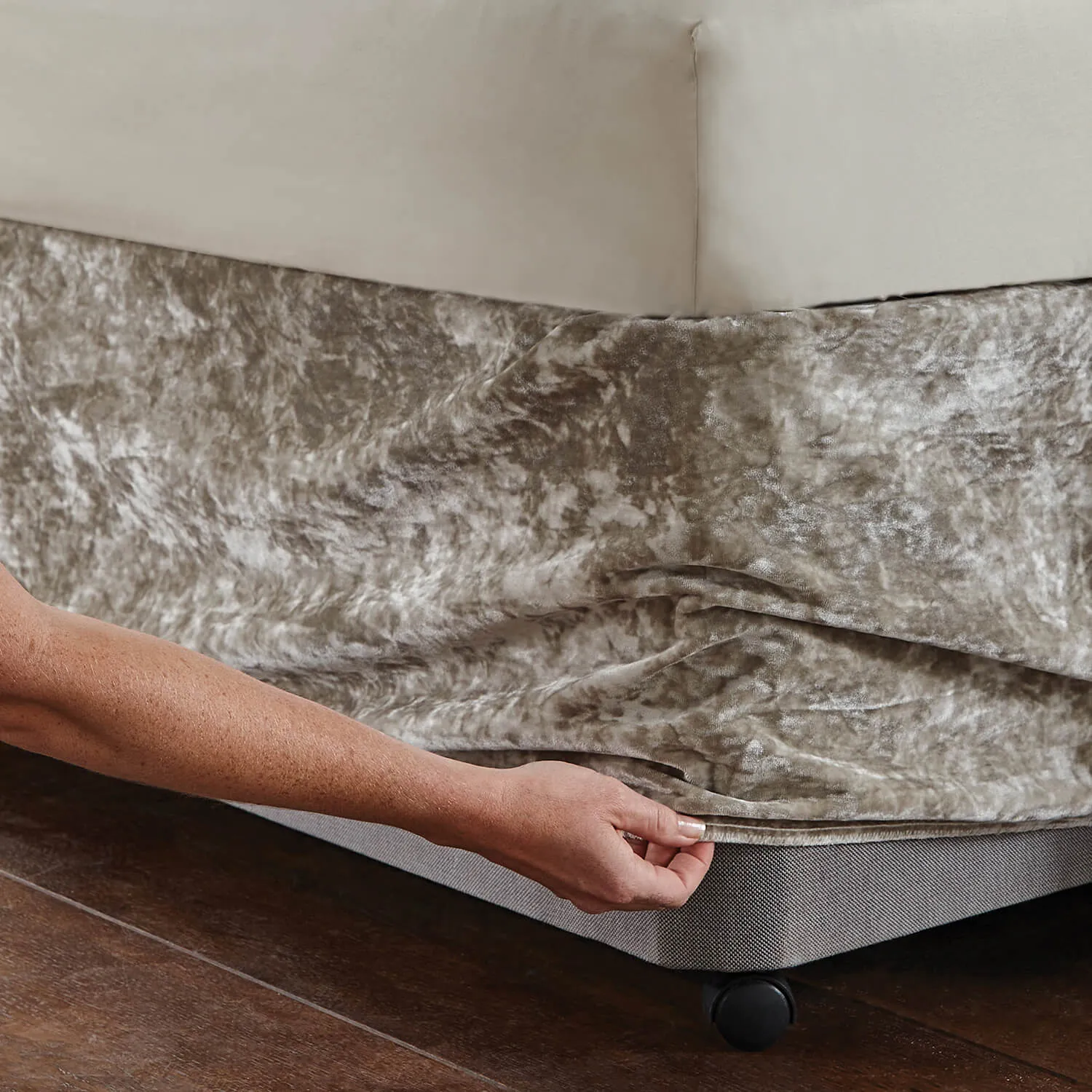 Crushed Velvet Divan Base Wrap - Natural