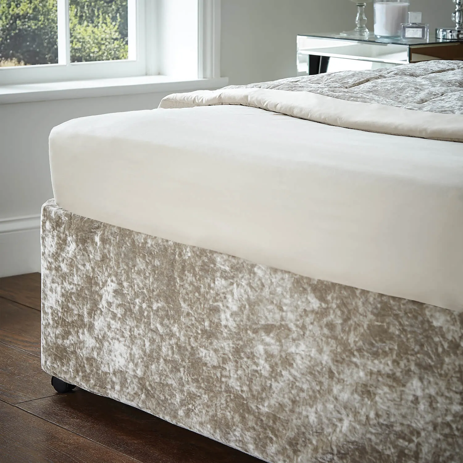 Crushed Velvet Divan Base Wrap - Natural