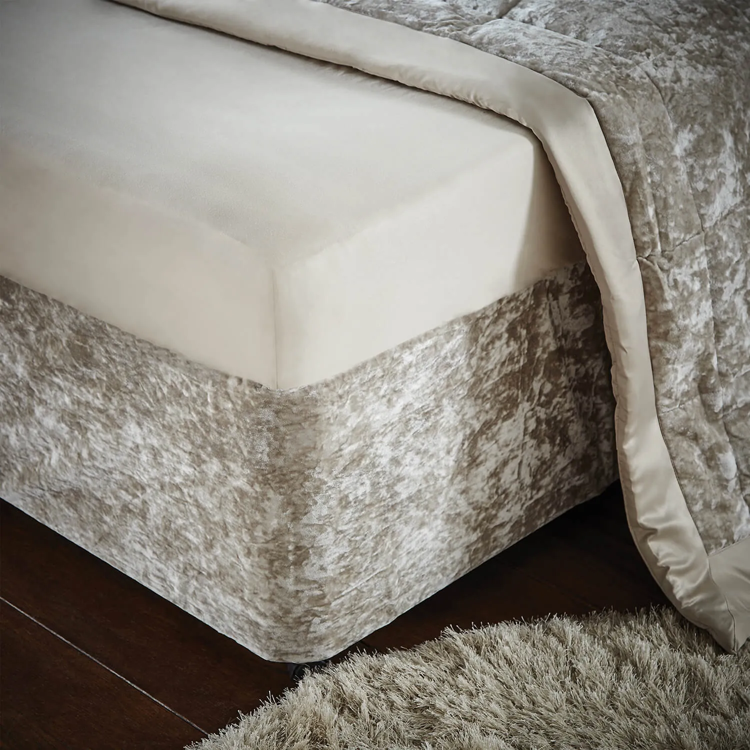 Crushed Velvet Divan Base Wrap - Natural