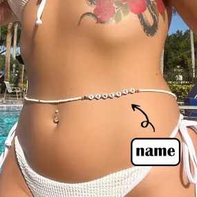 Custom Letters Round Beads Bikini Waist Chain Personalized Name Beach Body Chain