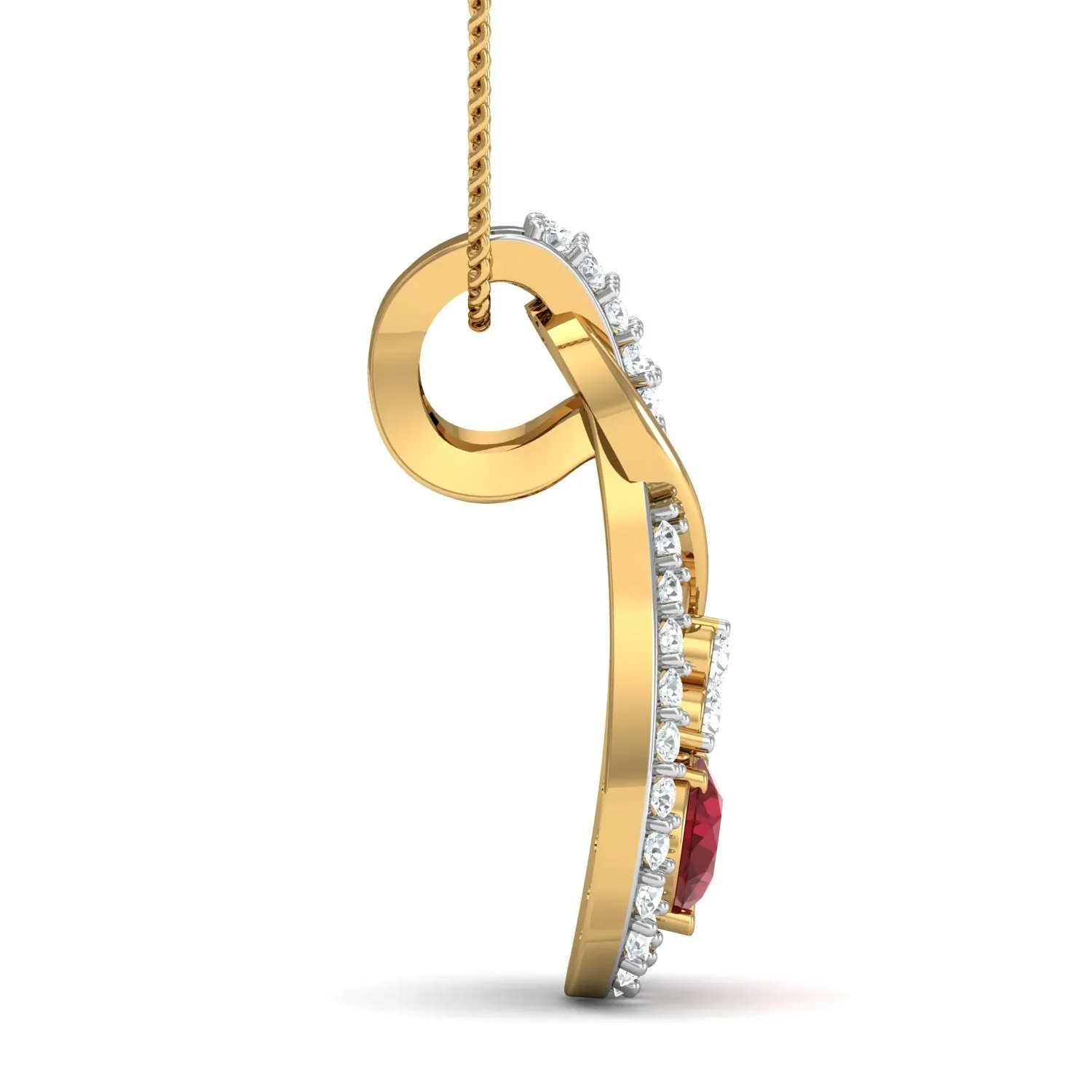 Diva maroon pendant (Gold Plated 925 Sterling Silver)