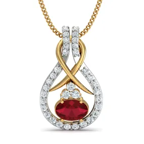 Diva maroon pendant (Gold Plated 925 Sterling Silver)