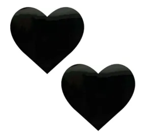 Dom Squad Black Wet Vinyl Heart Nipple Cover Pasties