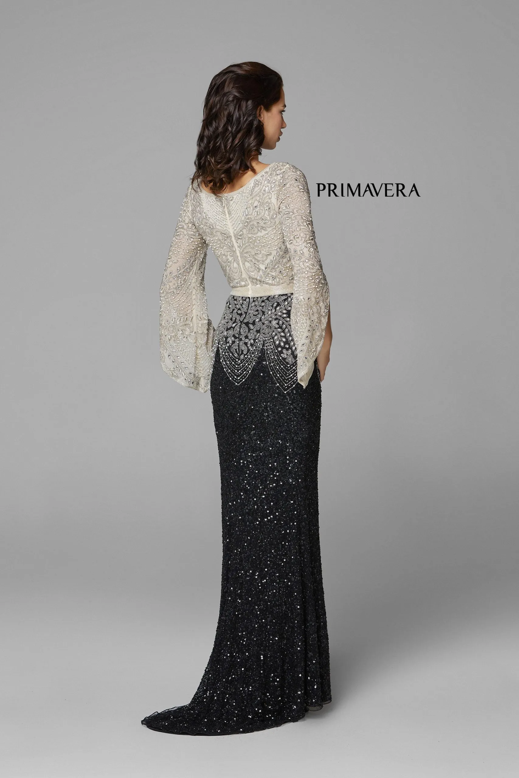 Dorota | Beaded Long Sleeve Evening Gown | Primavera 3680